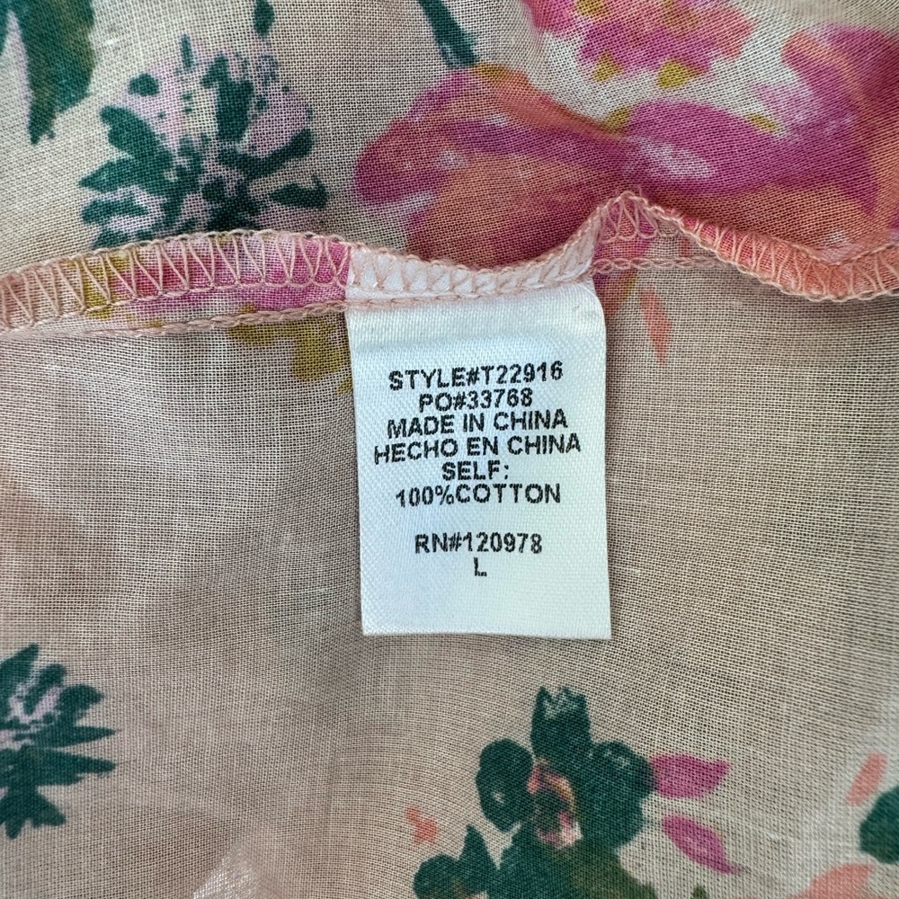 Entro Floral Ruffle Sleeve Blouse Pink Green Boho Cottage Core Teacher Spring - Picture 6 of 9